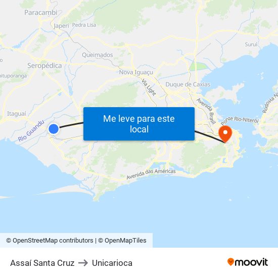 Assaí Santa Cruz to Unicarioca map