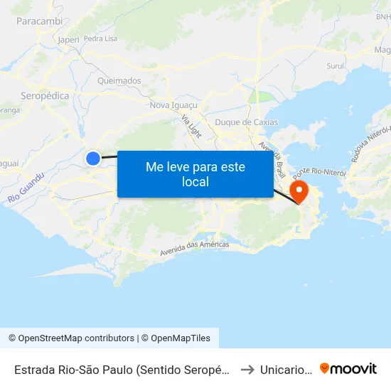 Estrada Rio-São Paulo (Sentido Seropédica) to Unicarioca map