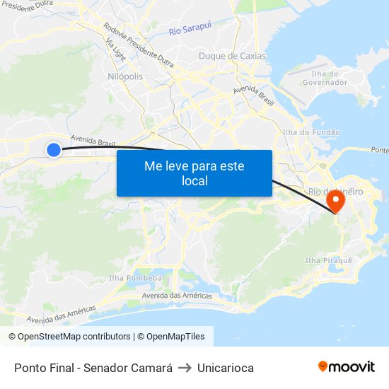 Ponto Final - Senador Camará to Unicarioca map