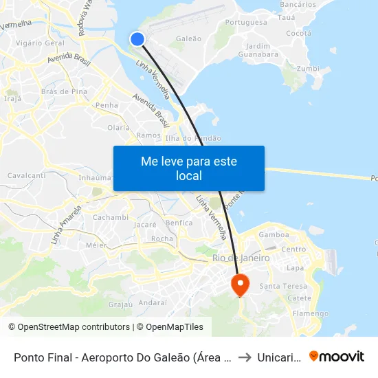 Ponto Final - Aeroporto Do Galeão (Área De Apoio) to Unicarioca map