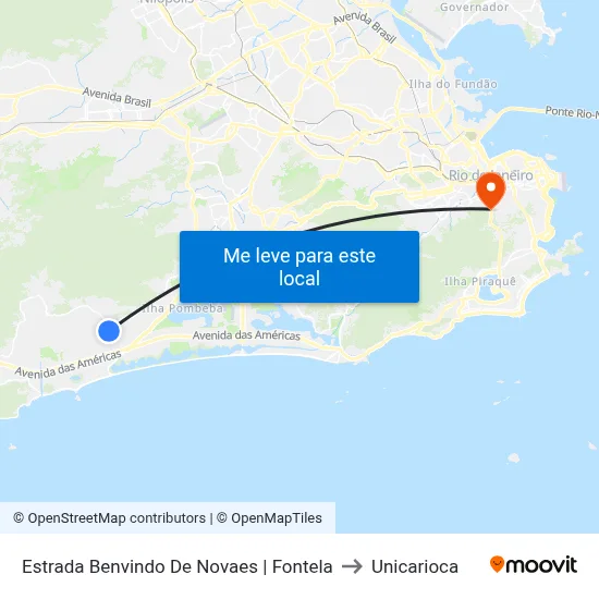 Estrada Benvindo De Novaes | Fontela to Unicarioca map