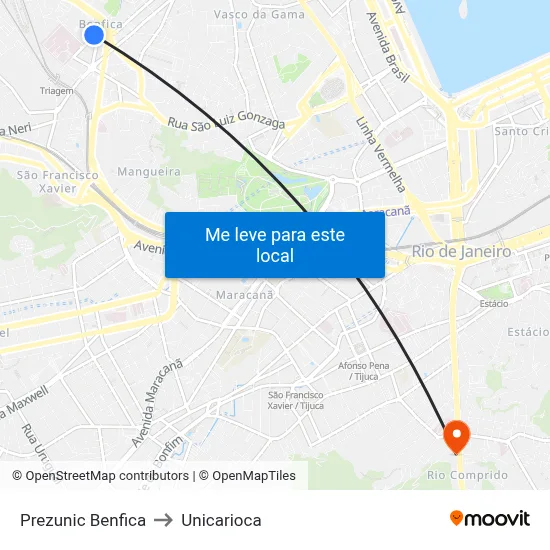 Prezunic Benfica to Unicarioca map