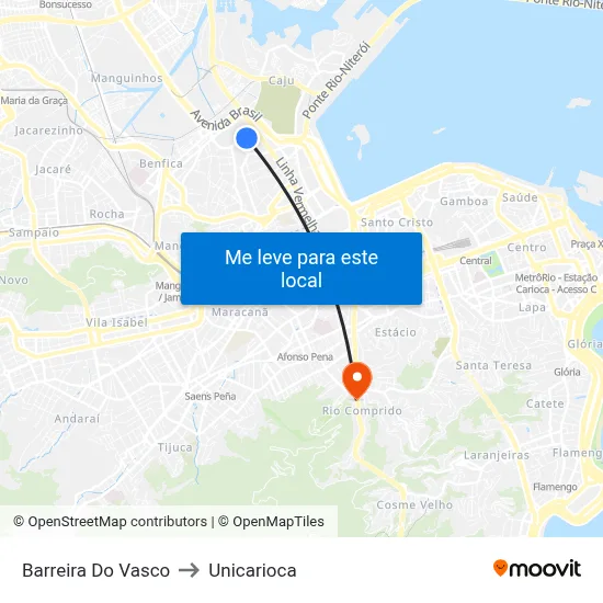 Barreira Do Vasco to Unicarioca map