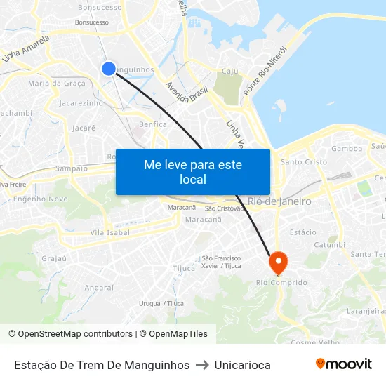 Estação De Trem De Manguinhos to Unicarioca map