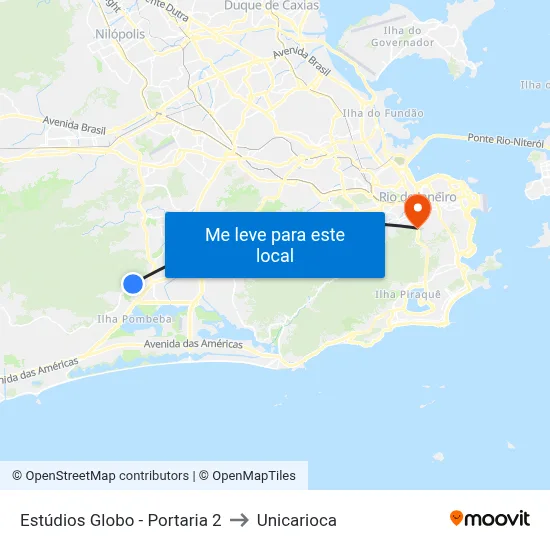 Estúdios Globo - Portaria 2 to Unicarioca map