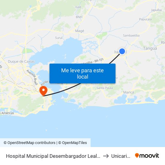 Hospital Municipal Desembargador Leal Junior to Unicarioca map