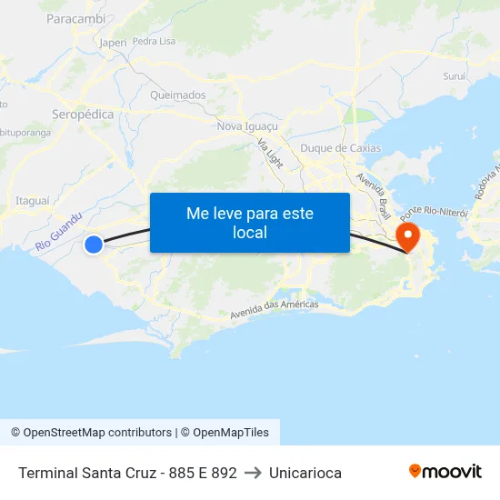 Terminal Santa Cruz - 885 E 892 to Unicarioca map