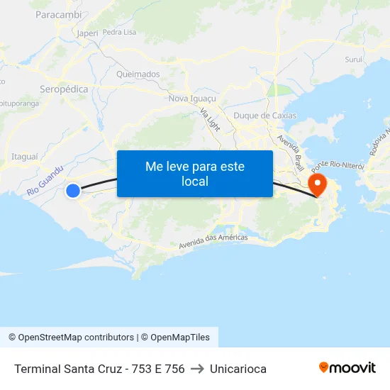 Terminal Santa Cruz - 753 E 756 to Unicarioca map
