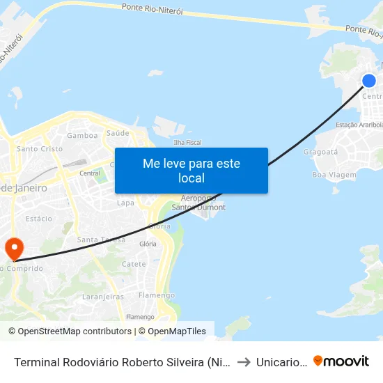 Terminal Rodoviário Roberto Silveira (Niterói) to Unicarioca map