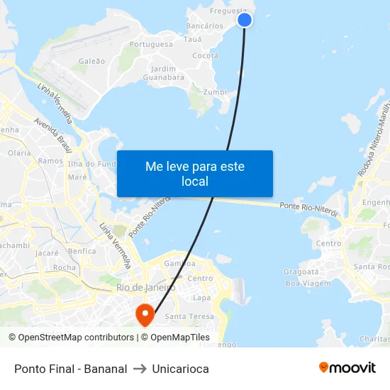 Ponto Final - Bananal to Unicarioca map