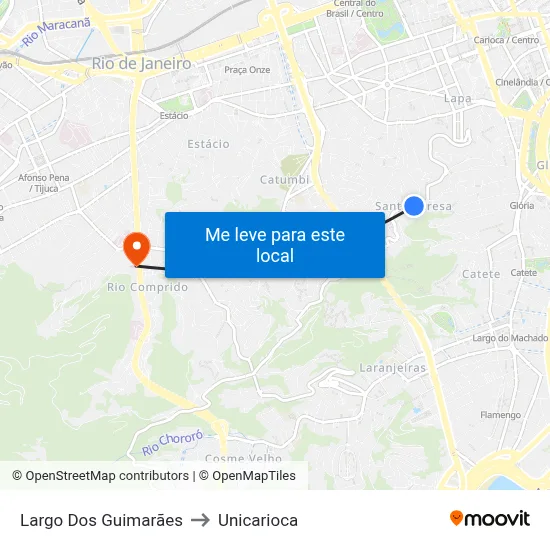 Largo Dos Guimarães to Unicarioca map