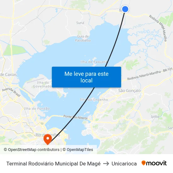 Terminal Rodoviário Municipal De Magé to Unicarioca map