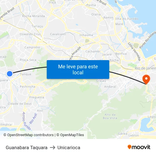 Guanabara Taquara to Unicarioca map