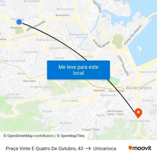 Praça Vinte E Quatro De Outubro, 43 to Unicarioca map