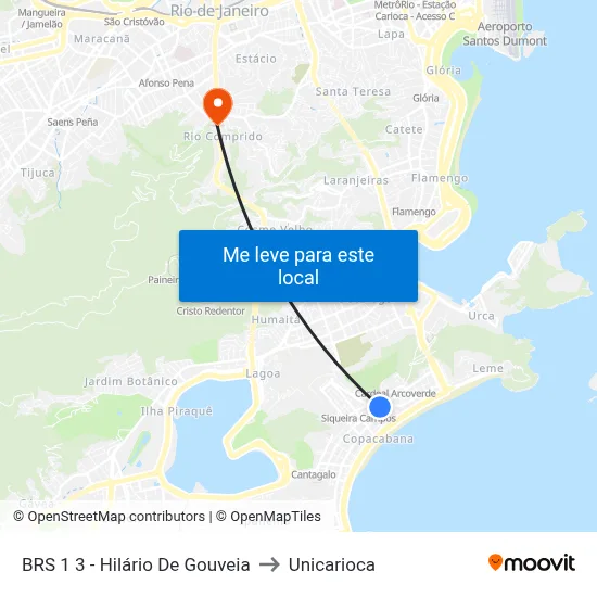BRS 1 3 - Hilário De Gouveia to Unicarioca map
