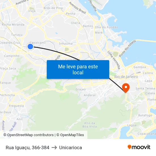 Rua Iguaçu, 366-384 to Unicarioca map