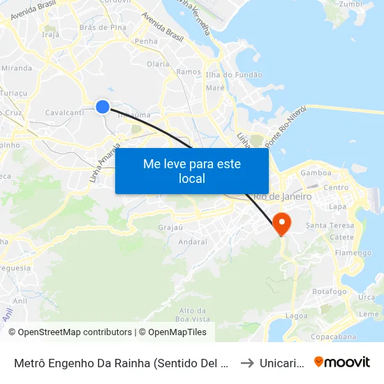 Metrô Engenho Da Rainha (Sentido Del Castilho) to Unicarioca map