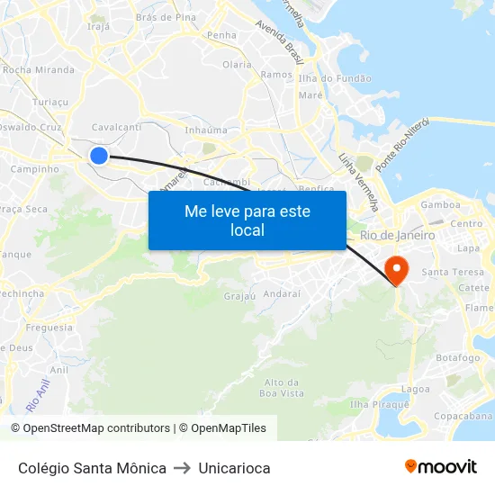 Colégio Santa Mônica to Unicarioca map