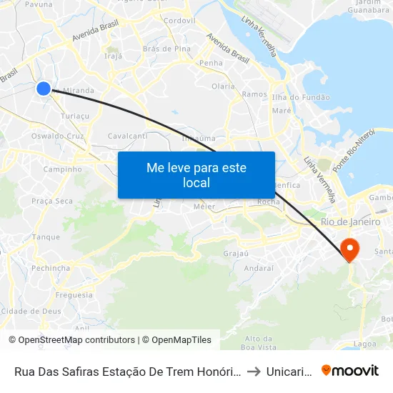 Rua Das Safiras Estação De Trem Honório Gurgel to Unicarioca map