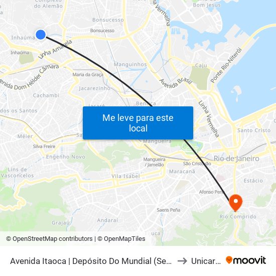 Avenida Itaoca | Depósito Do Mundial (Sentido Inhaúma) to Unicarioca map
