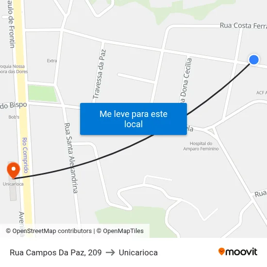 Rua Campos Da Paz, 209 to Unicarioca map