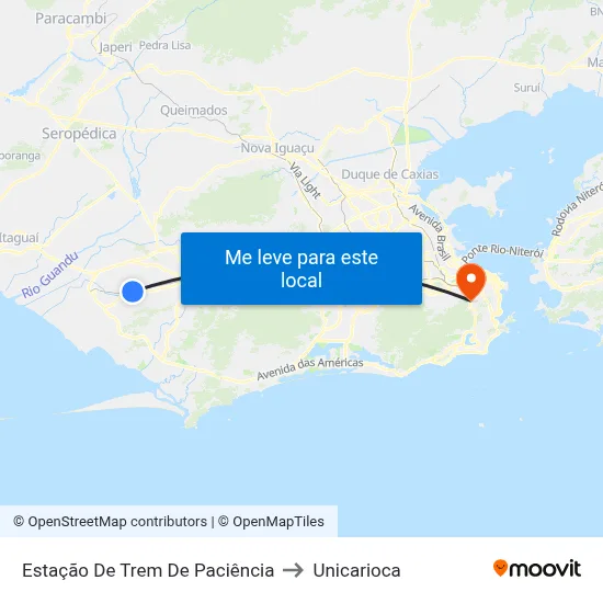 Estação De Trem De Paciência to Unicarioca map