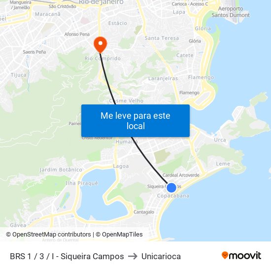 BRS 1 / 3 / I - Siqueira Campos to Unicarioca map