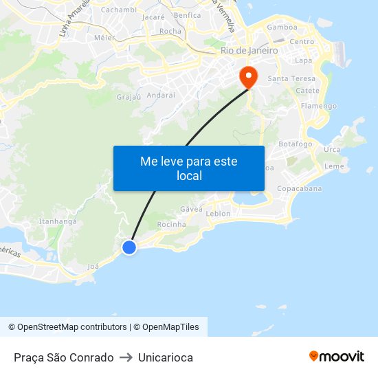 Praça São Conrado to Unicarioca map