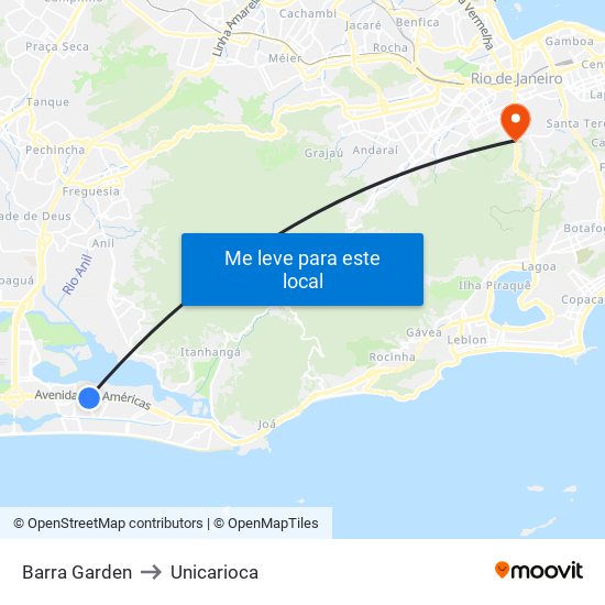 Barra Garden to Unicarioca map