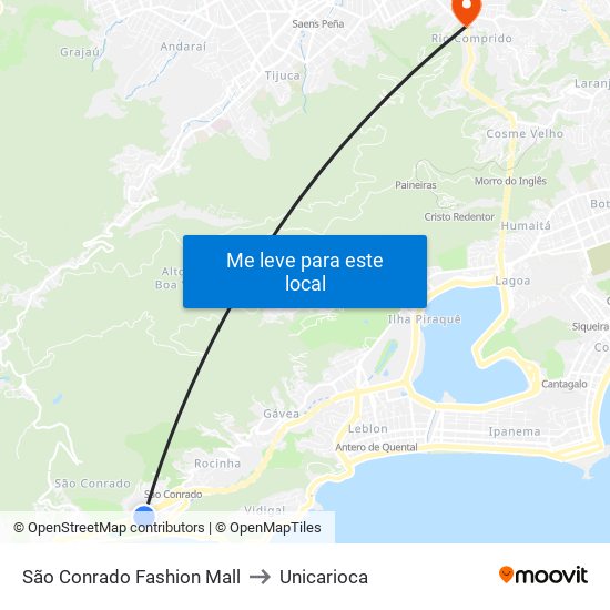 São Conrado Fashion Mall to Unicarioca map