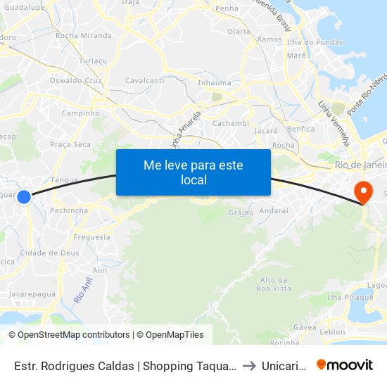 Estr. Rodrigues Caldas | Shopping Taquara Plaza to Unicarioca map