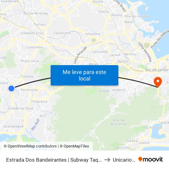 Estrada Dos Bandeirantes | Subway Taquara to Unicarioca map