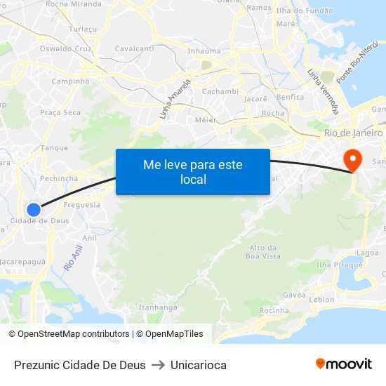 Prezunic Cidade De Deus to Unicarioca map