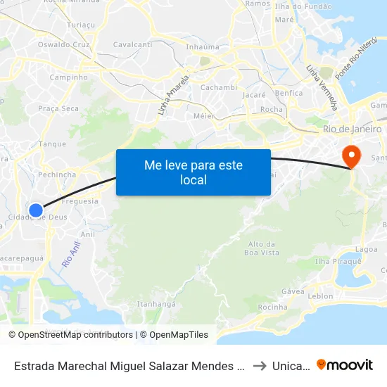 Estrada Marechal Miguel Salazar Mendes De Moraes, 1313-1343 to Unicarioca map