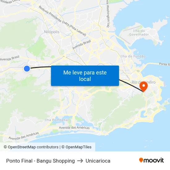 Ponto Final - Bangu Shopping to Unicarioca map