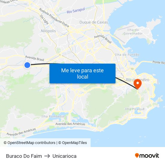 Buraco Do Faim to Unicarioca map