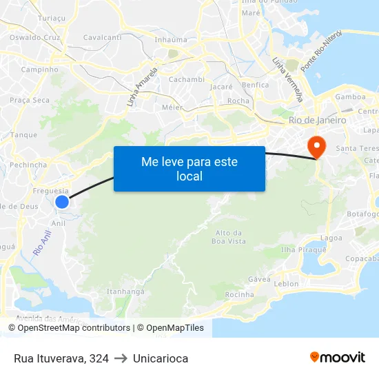 Rua Ituverava, 324 to Unicarioca map