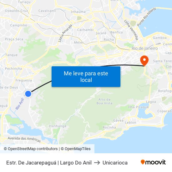 Estr. De Jacarepaguá | Largo Do Anil to Unicarioca map