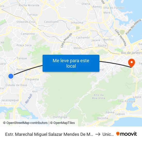 Estr. Marechal Miguel Salazar Mendes De Moraes | Shopping Das Frutas Hortifruti to Unicarioca map