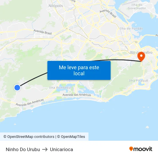 Ninho Do Urubu to Unicarioca map