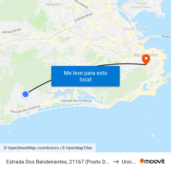 Estrada Dos Bandeirantes, 21167 (Posto De Saúde Cecilia Donnangelo) to Unicarioca map
