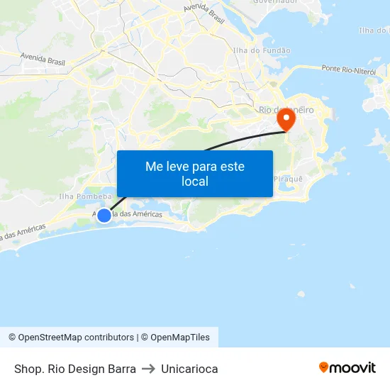 Shop. Rio Design Barra to Unicarioca map