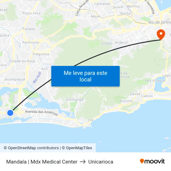 Mandala | Mdx Medical Center to Unicarioca map