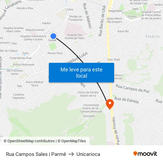 Rua Campos Sales | Parmê to Unicarioca map