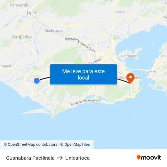 Guanabara Paciência to Unicarioca map