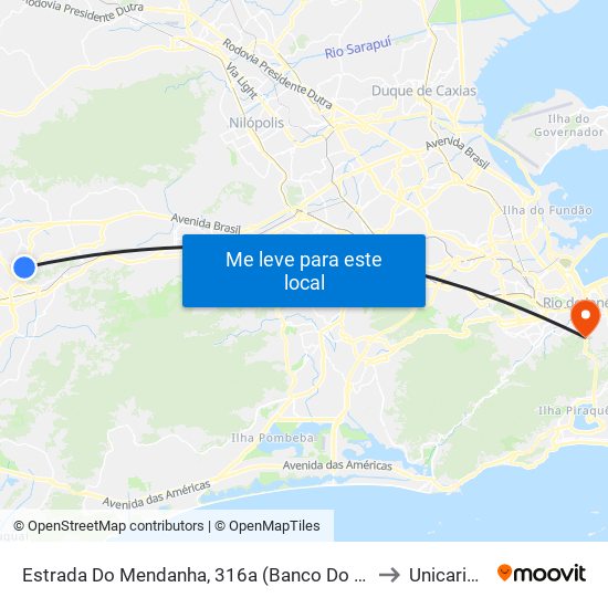 Estrada Do Mendanha, 316a (Banco Do Brasil) to Unicarioca map