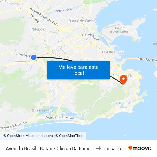Avenida Brasil | Batan / Clínica Da Família to Unicarioca map