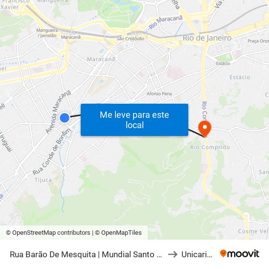 Rua Barão De Mesquita | Mundial Santo Afonso to Unicarioca map