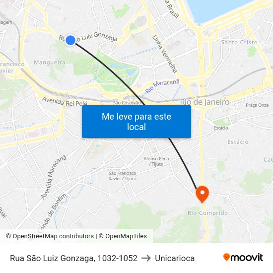 Rua São Luiz Gonzaga, 1032-1052 to Unicarioca map
