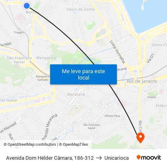 Avenida Dom Hélder Câmara, 186-312 to Unicarioca map